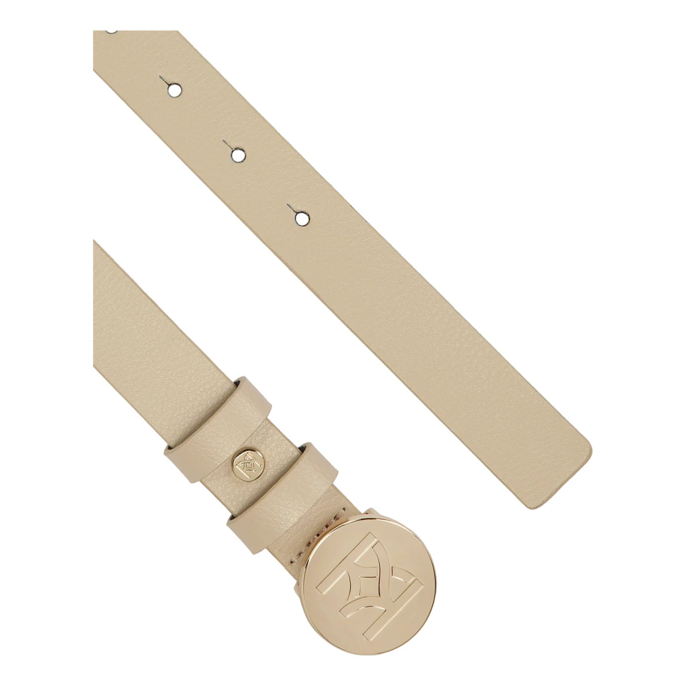 Kazar Leren riem met ronde gesp Beige Dames