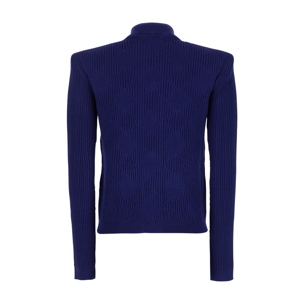 Balmain Geknoopt Vichy Gebreid Vest Sweaters Blue Dames
