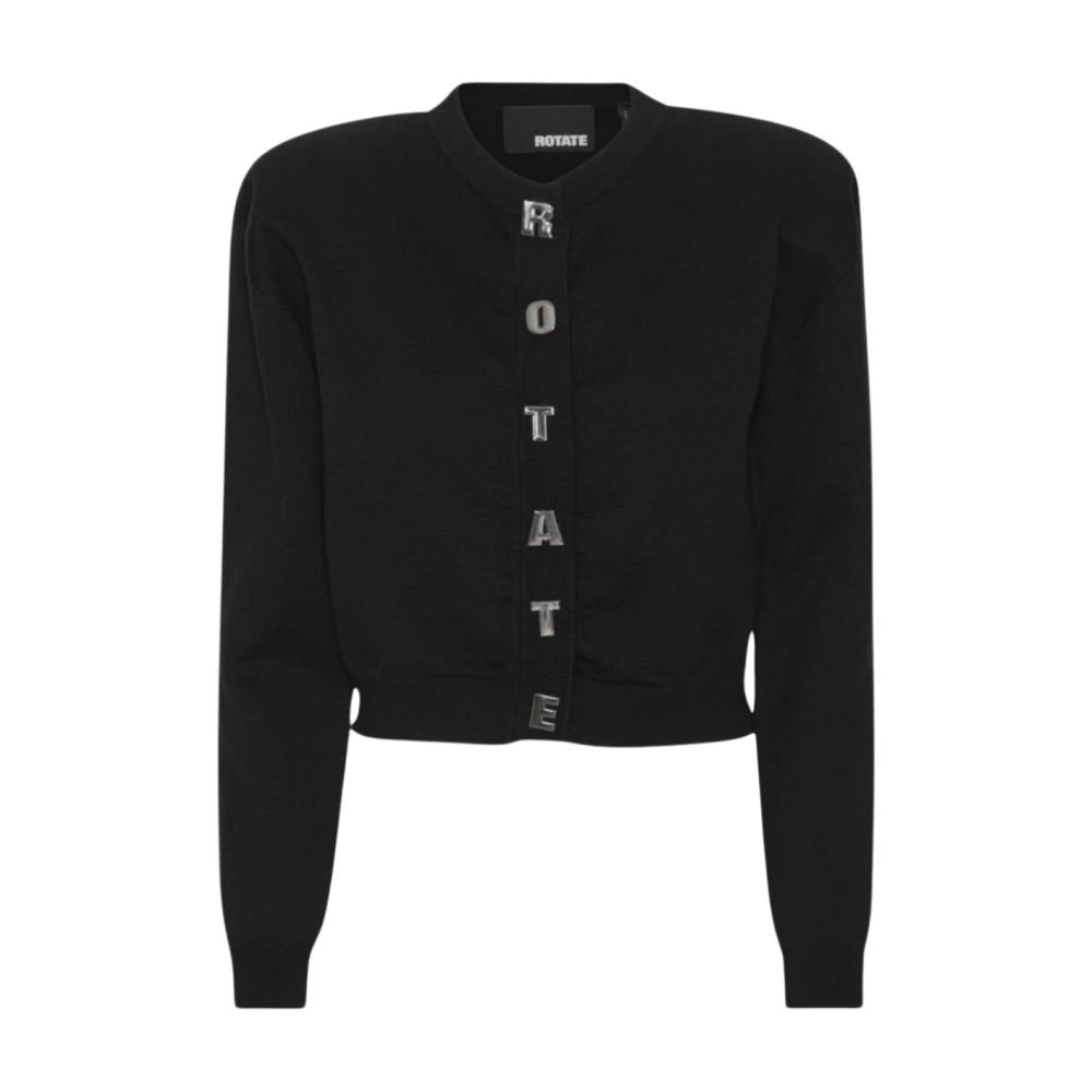 Rotate Birger Christensen Zwarte Gebreide Vest met V-Hals Ontwerp Black Dames