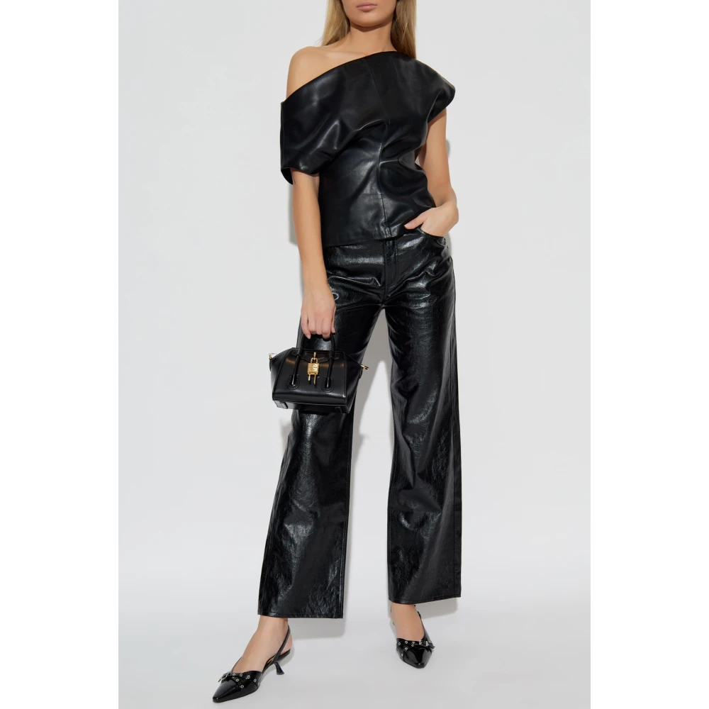 Rag & Bone Nep lederen top Eleonor Black Dames