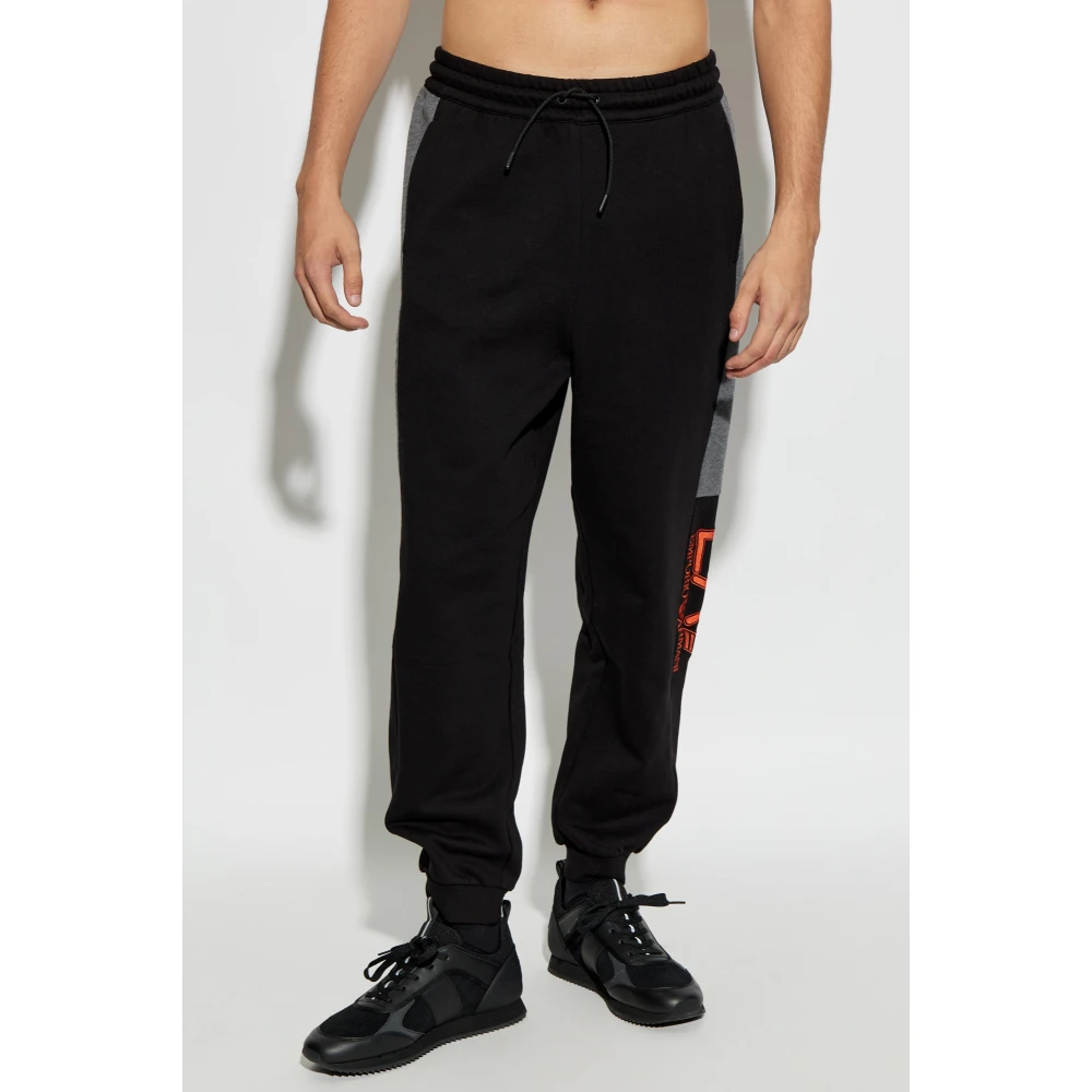 Emporio Armani EA7 Sweatpants met geborduurd logo Black Heren
