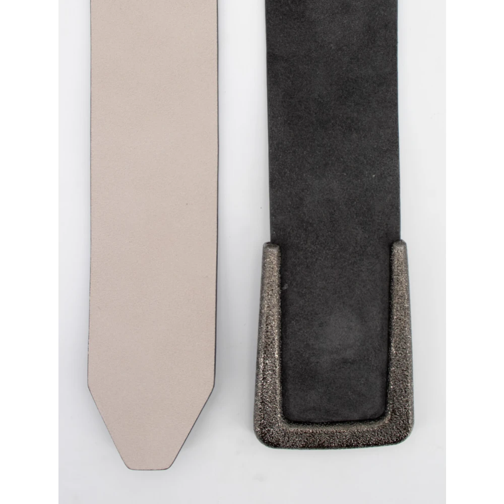 BRUNELLO CUCINELLI Suede Buckle Inlay Riem Black Dames
