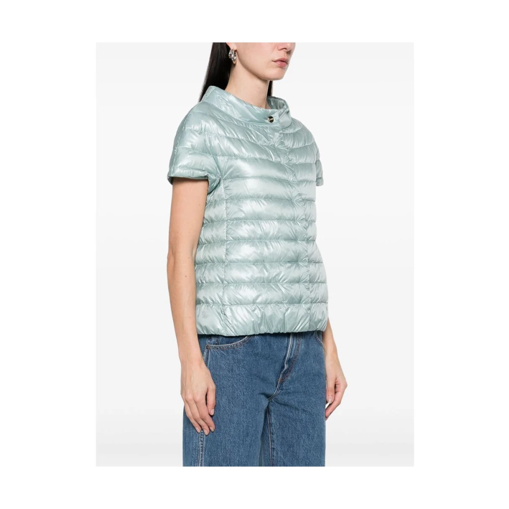 Herno Lichtblauwe kraagloze bovenkleding met zakken Blue Dames