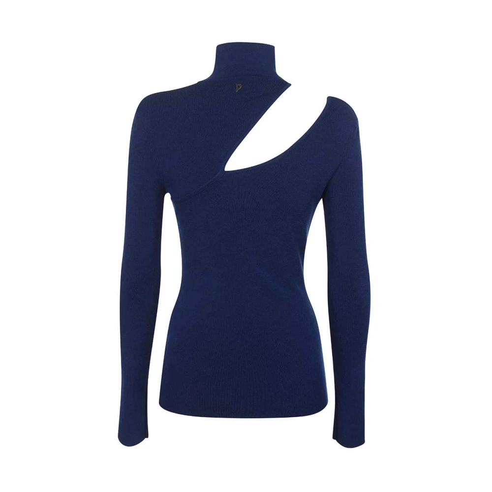 Dondup Gebreide viscose-blend top met uitsnijdingen Blue Dames