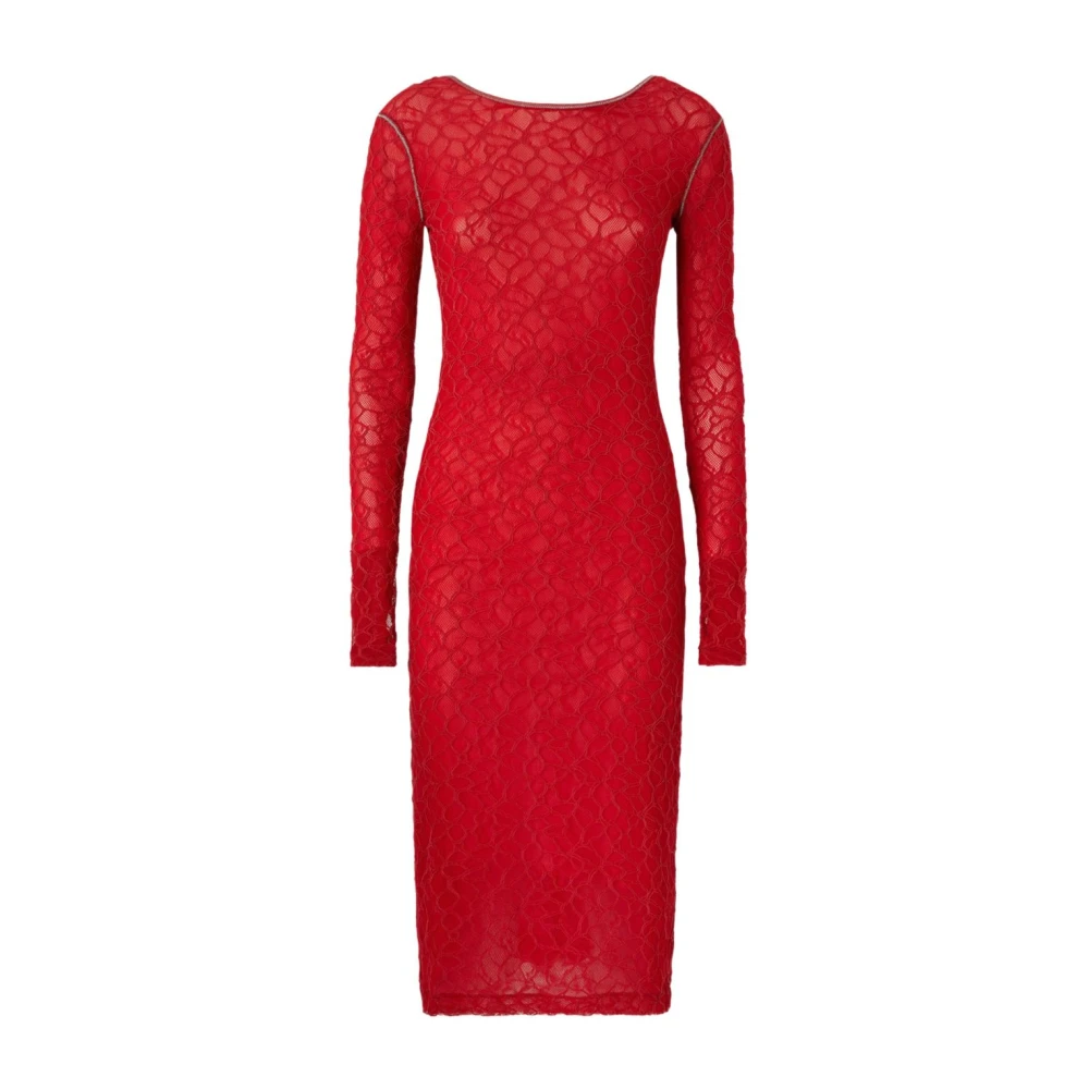 Pinko Women's Red Midi Dresses, M, Aaron Open Back Dress