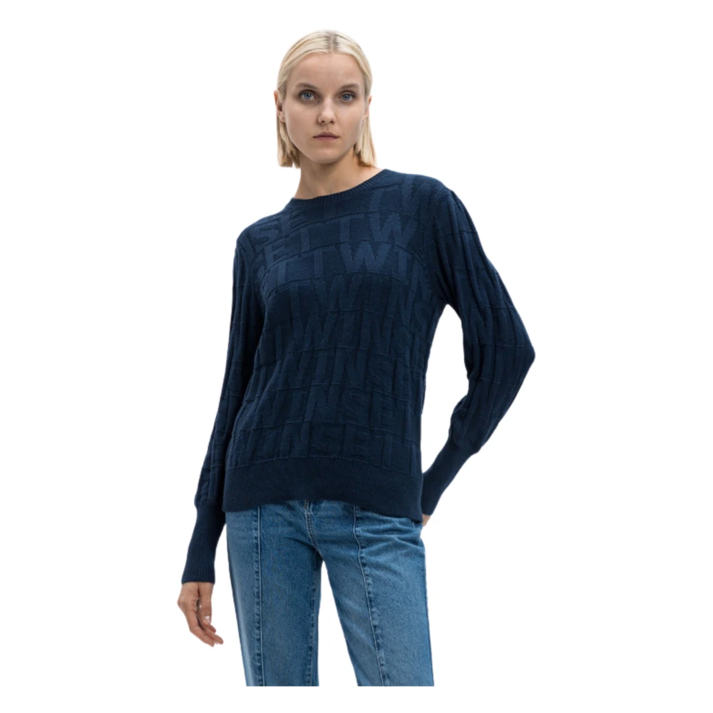 Twinset Blauwe Gebreide Trui Comfortabele Katoenmix Blue Dames
