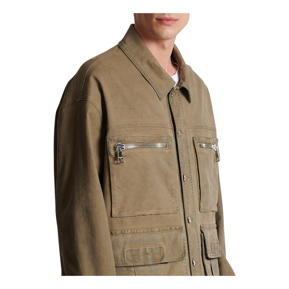 Balmain Multipocket Utilitarian Denim Jacket Beige Heren