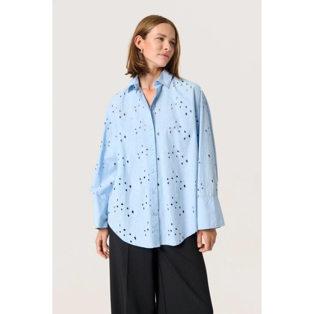 Soaked in Luxury Elegante Sliva Shirt Blue Dames