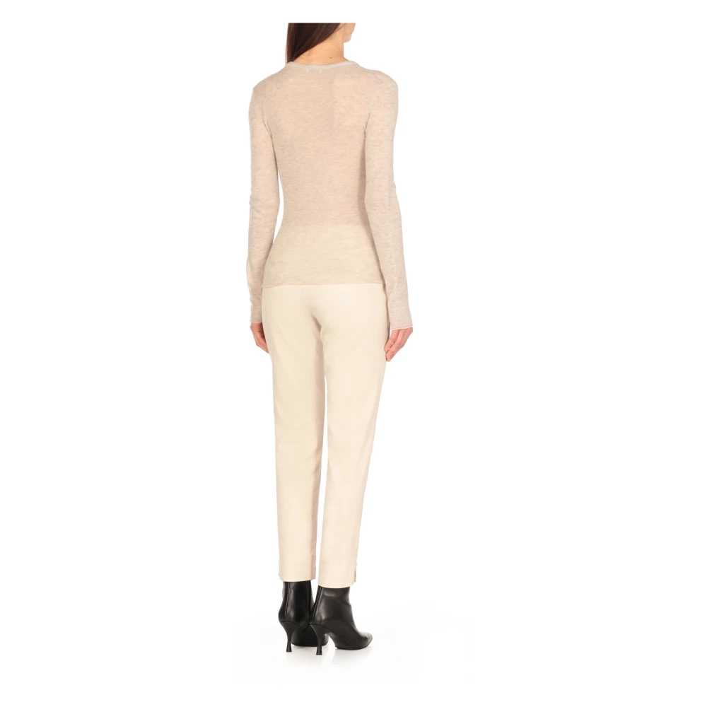 PESERICO Ivoor Wollen Trui met Lurex Details Beige Dames