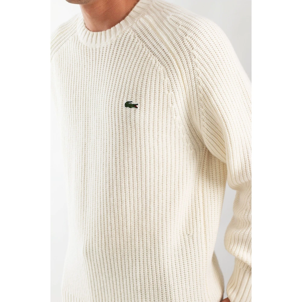 Lacoste Ribgebreide Raglan Trui Beige Heren