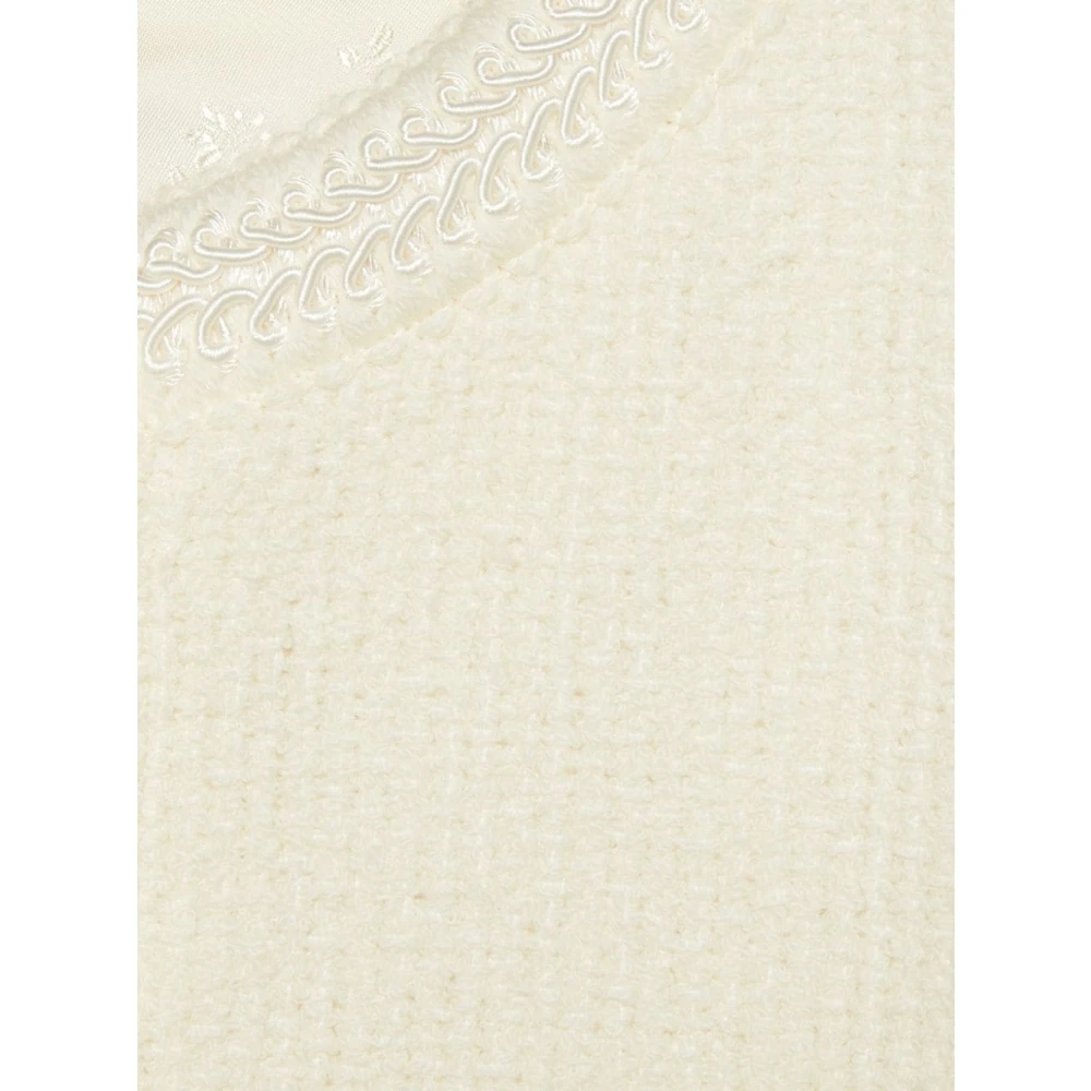 Gucci Witte Wollen Tweed Jurk met Handtekening Gesp White Dames