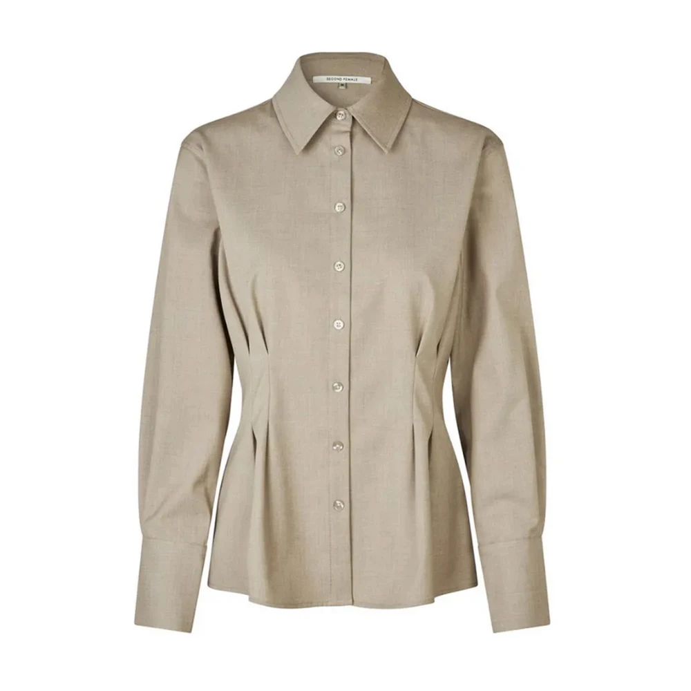 Second Female Sharo Shirt Blouse Lange Mouw Second Dames Beige Dames