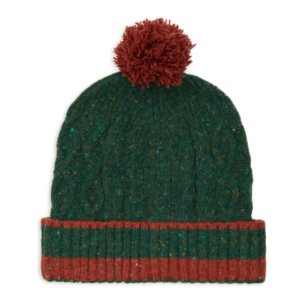 Gallo Groene Aran-gebreide wollen beanie Multicolor Unisex