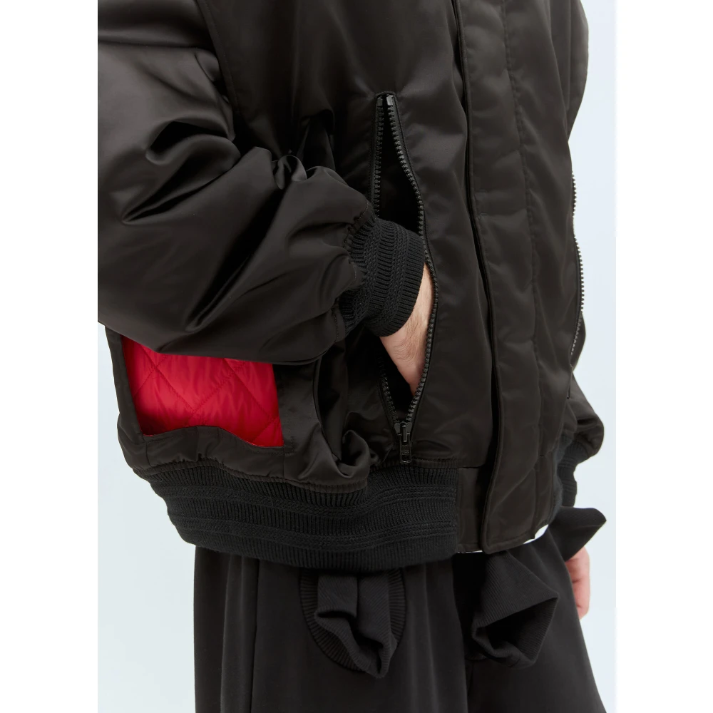 Walter Van Beirendonck Glanzende Tunnel Bomber Jas Black Heren