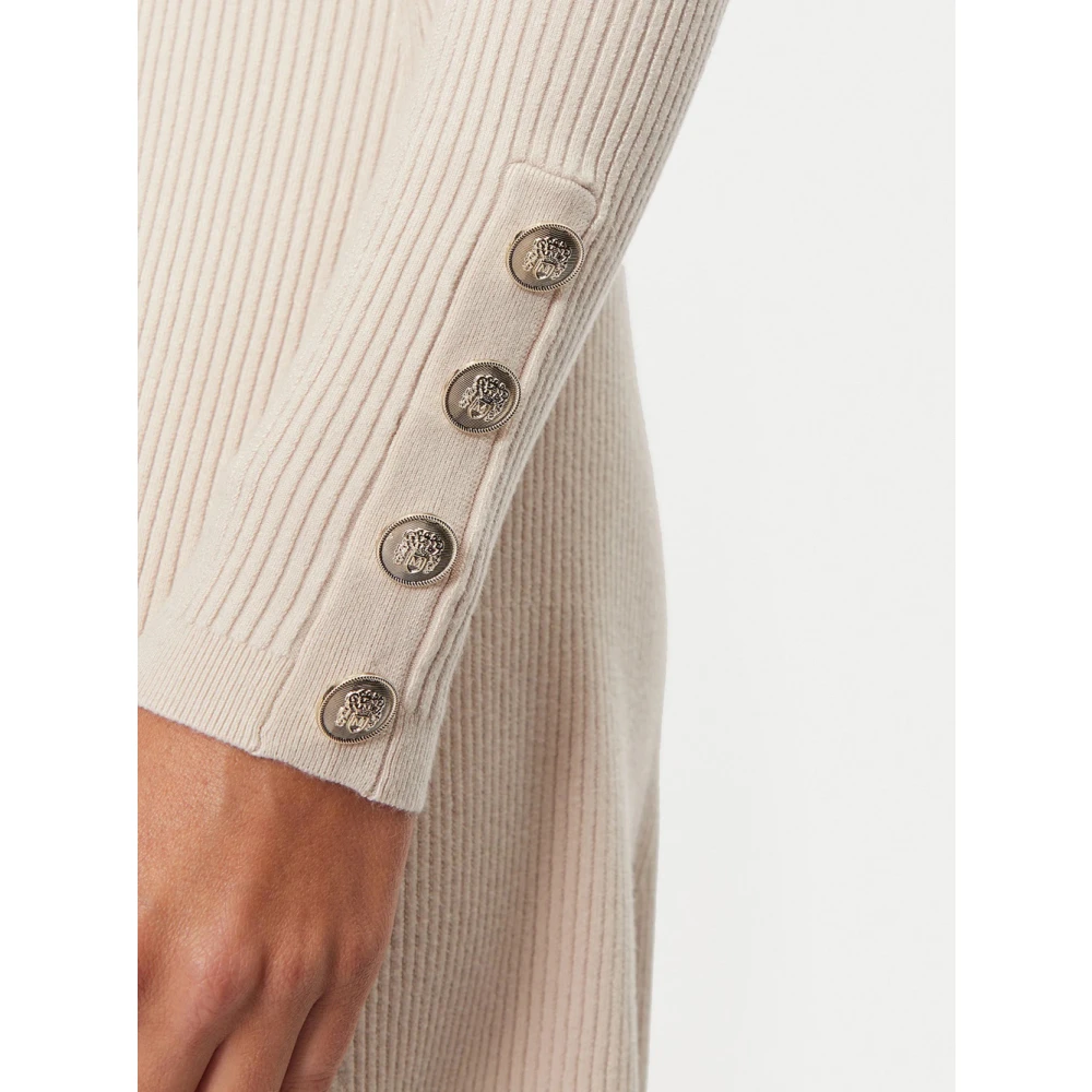 Guess Geribbeld Luna Mini Jurk Beige Dames
