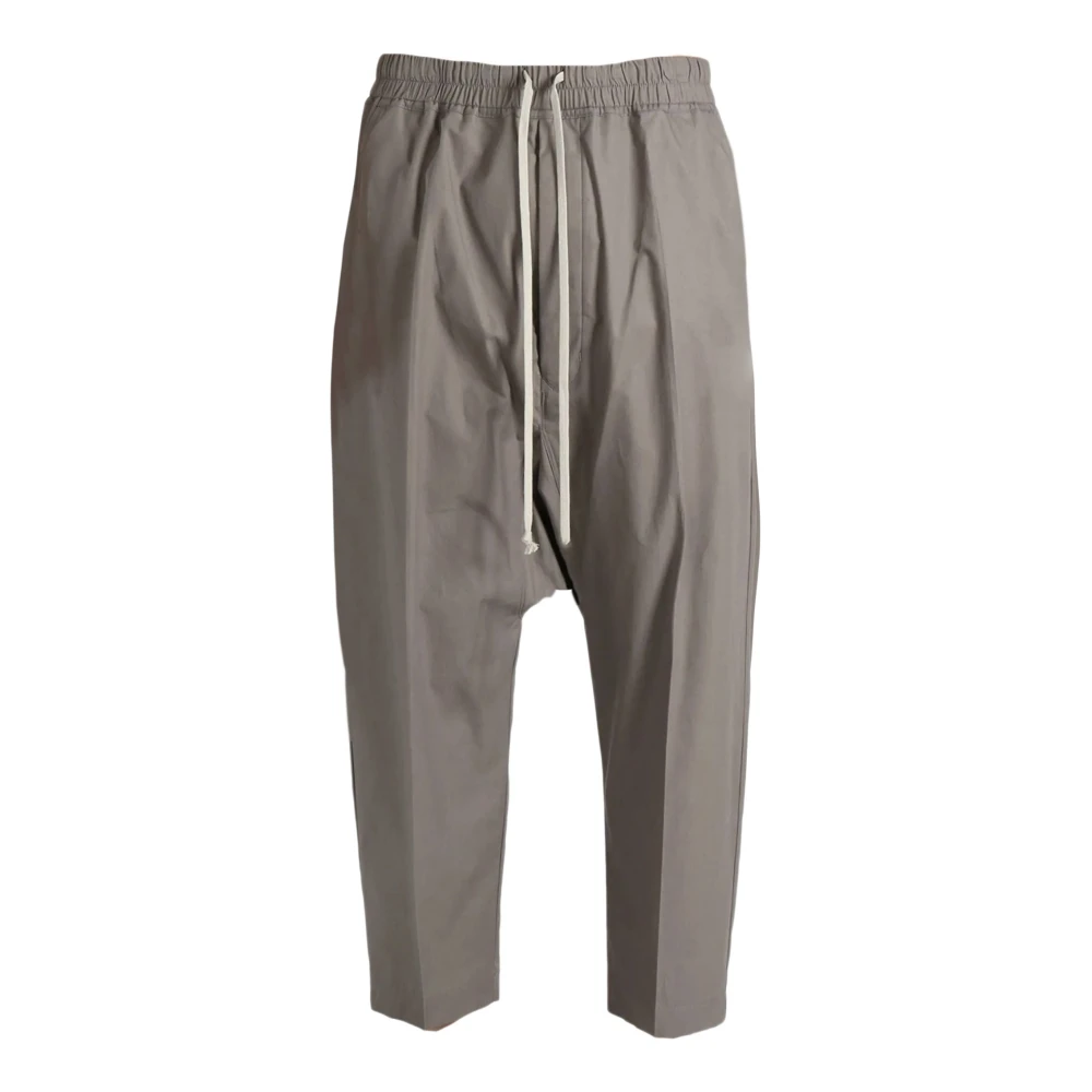Rick Owens Grijze Katoenen Cropped Broek Elastische Taille Gray Heren