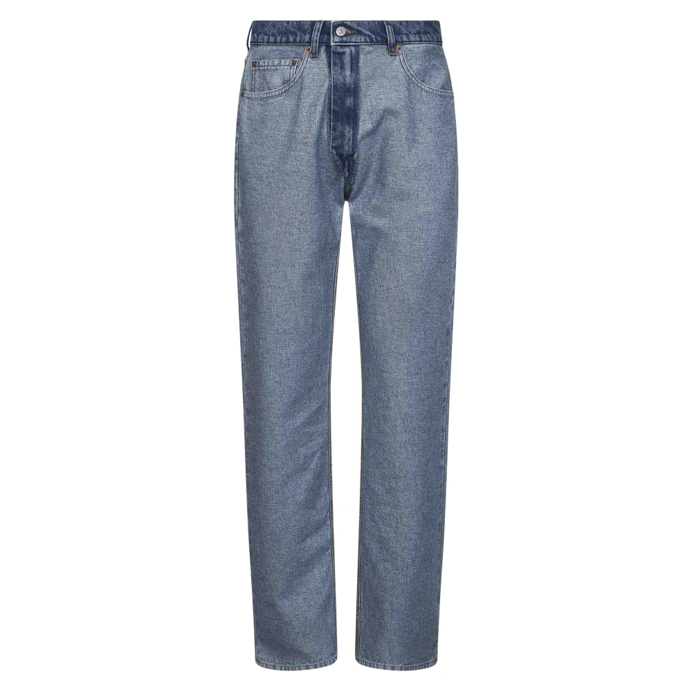 Mm6 Maison Margiela Uomo Blu Jeans Dritti Con Cucitura Bianca