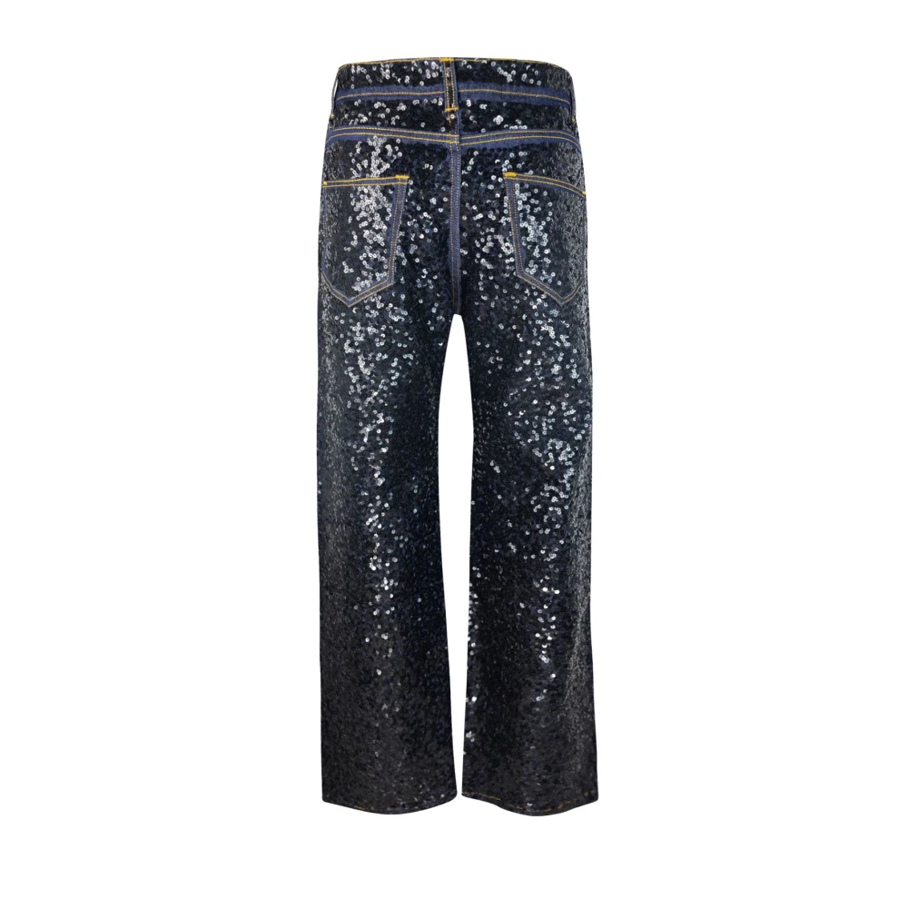 P.a.r.o.s.h. Zwarte Paillet Rechte Pijp Jeans Black Dames