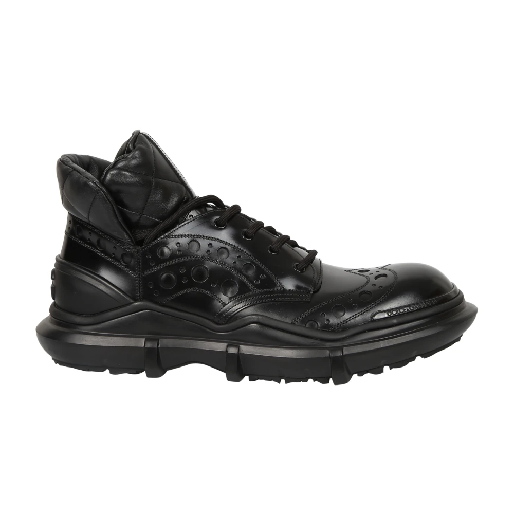 Dolce & Gabbana Men's Black Lace-Up Brogue Boots