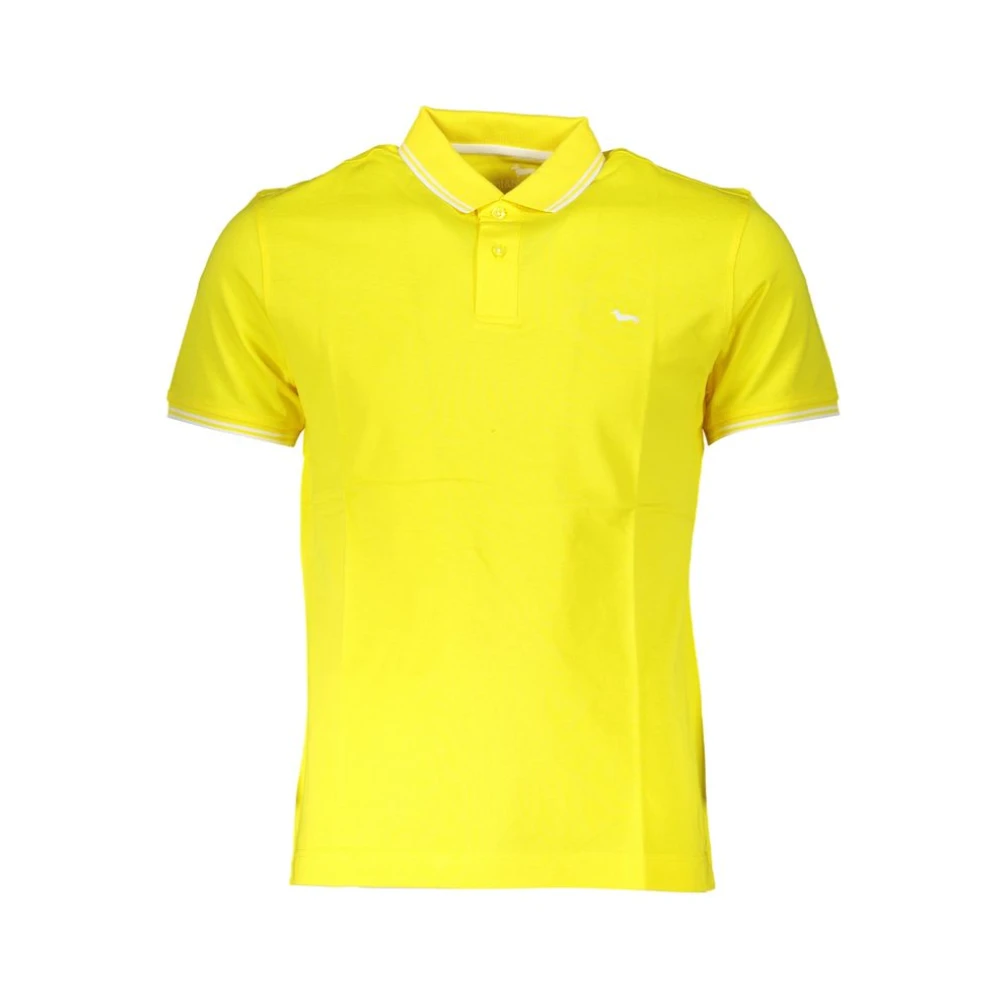 Harmont & Blaine Men's Yellow Polo Shirts, M, Elegant Cotton Polo With Contrast Details