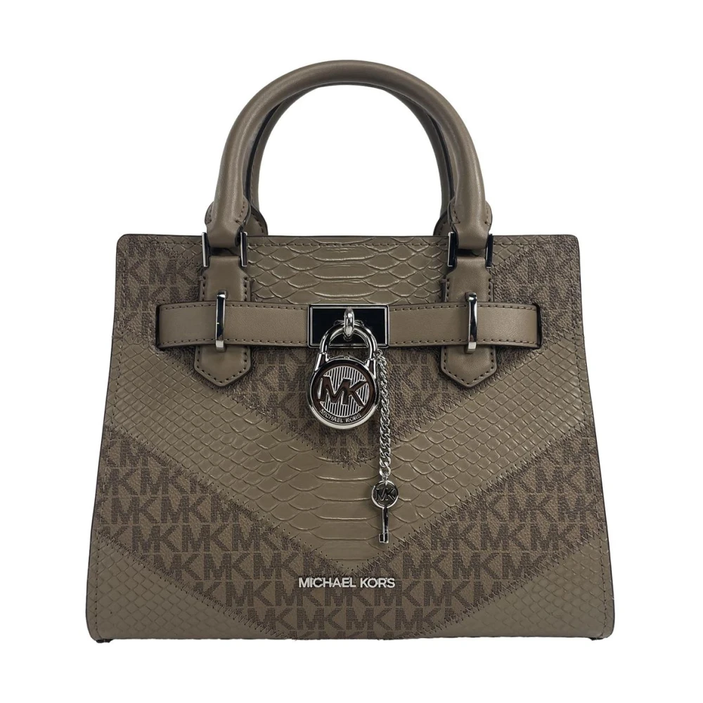 Michael Kors Kleine Leren Crossbody Tas met Binnenzakken Beige Dames