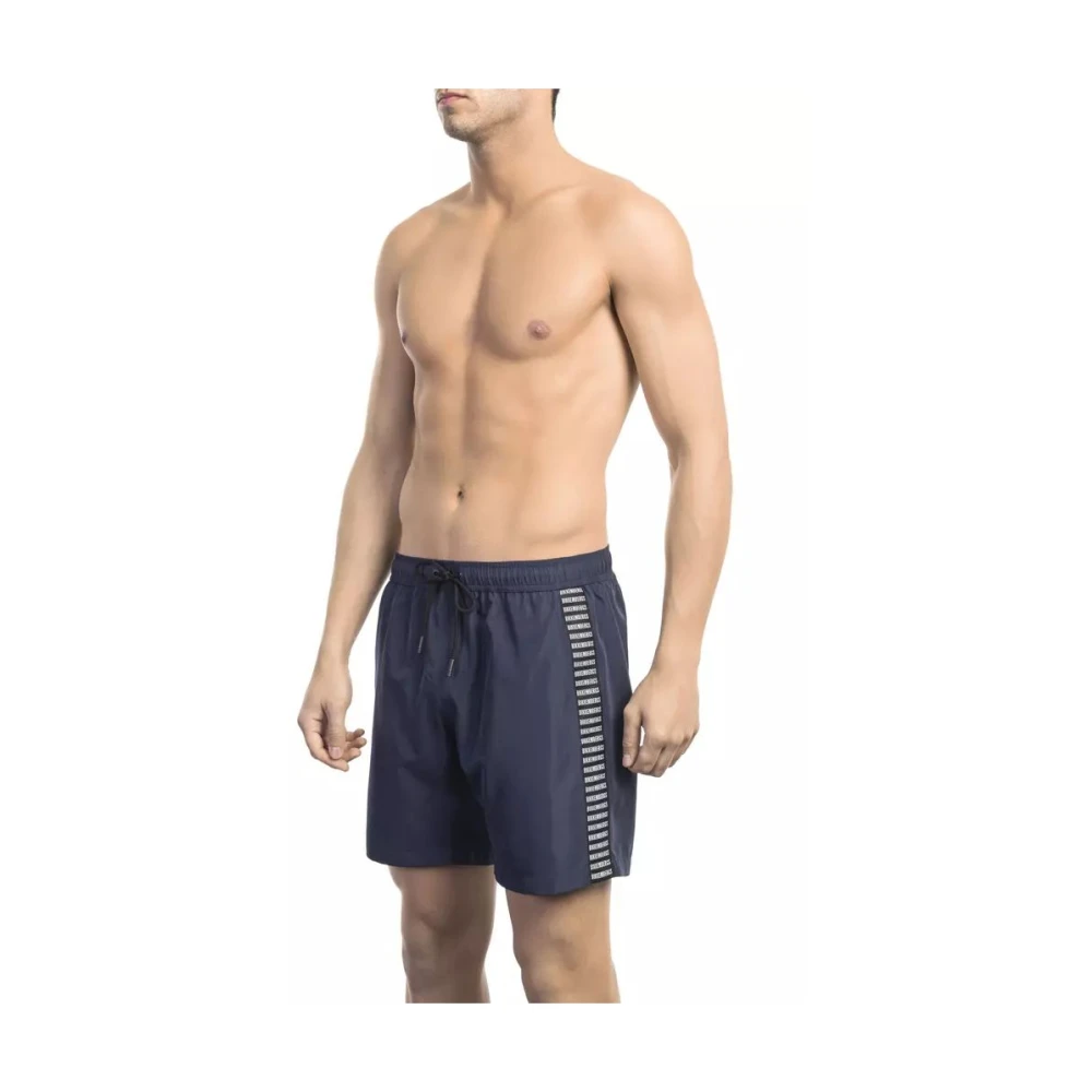 Bikkembergs Blå Elegant Badshorts med Bandkant Blue, Herr