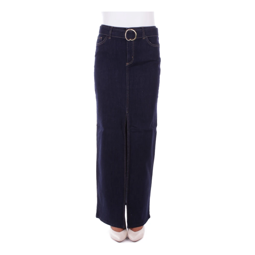 Liu Jo Denim Rok met Rits en Knoop Blue Dames