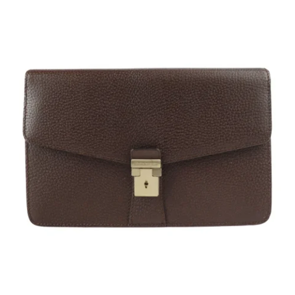Salvatore Ferragamo Pre-owned Leather clutches Brown Dames