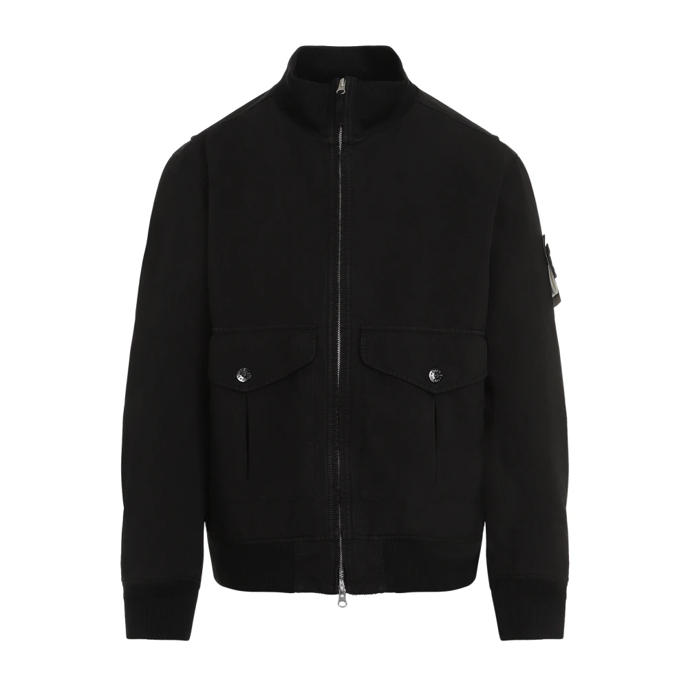 Stone Island Zwarte jas voor mannen Aw24 Black Heren