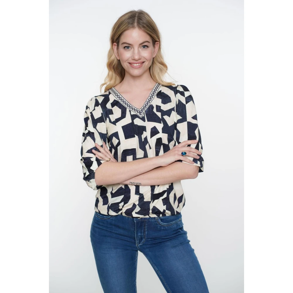 Geisha Navy Sand Top Shirt Blue Dames
