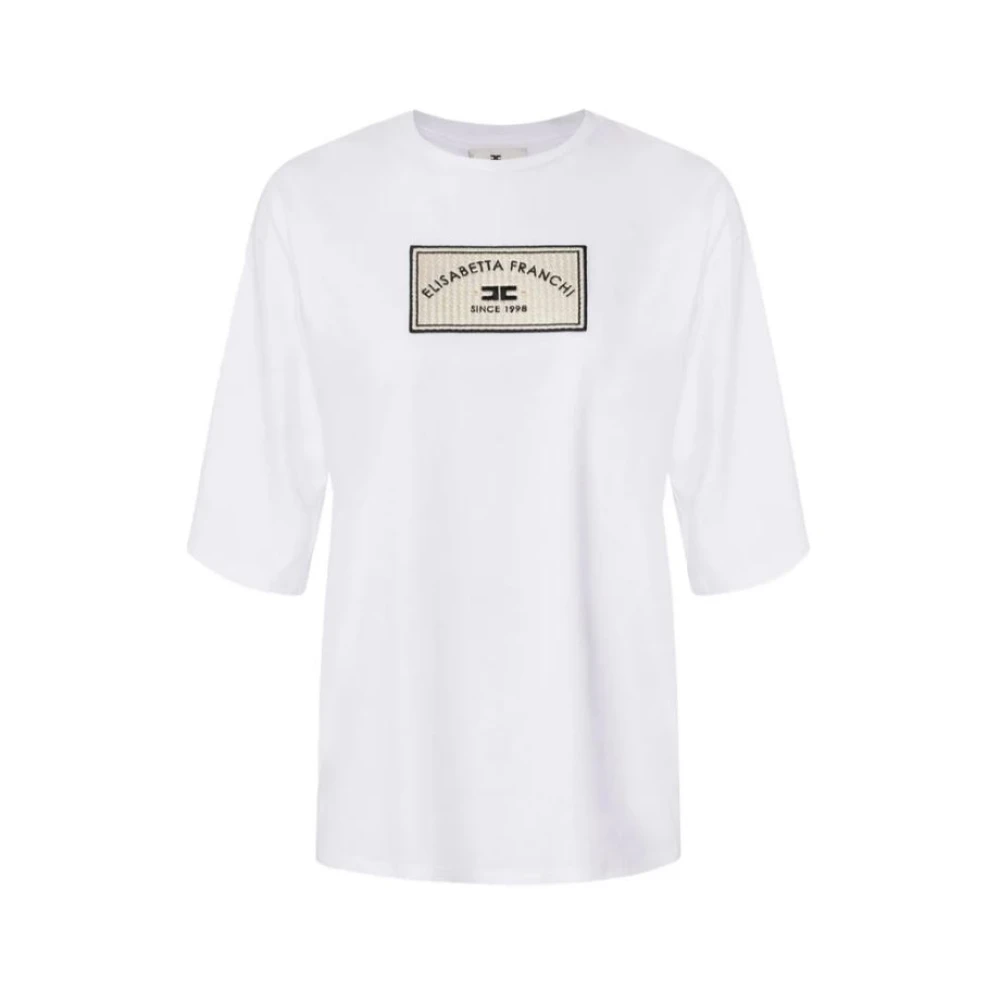 Elisabetta Franchi Katoenen T-shirt met korte mouwen White Dames