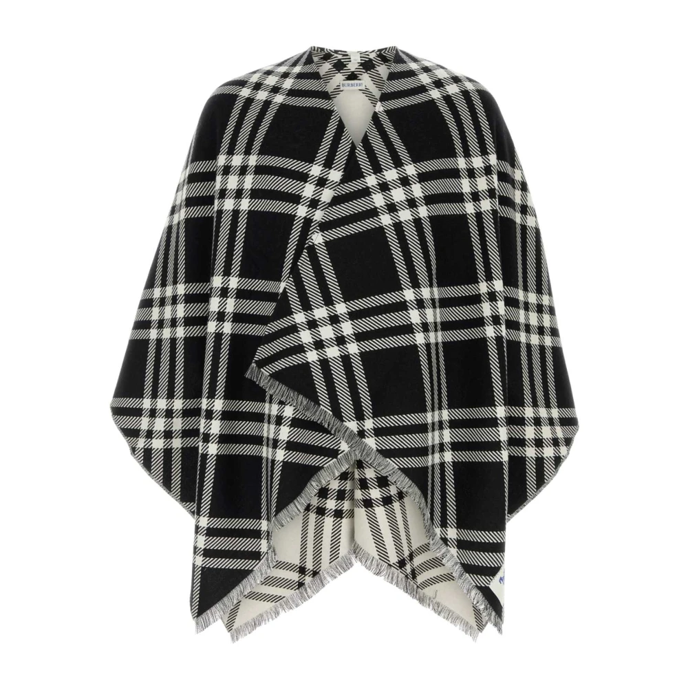 Burberry Unisex Black Ponchos, One Size, Embroidered Wool Blend Cape