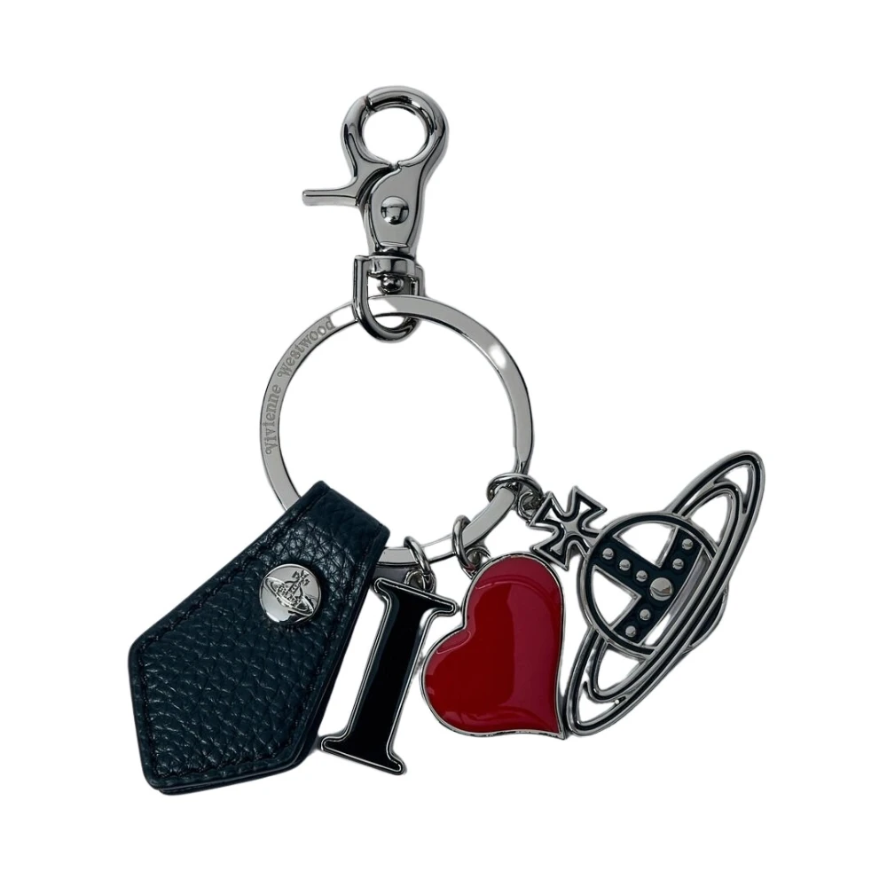 Vivienne Westwood Men's Black Orb Keyring Faux-Leather Graphic Pendants