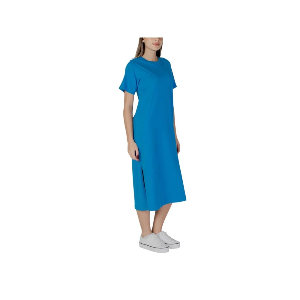 b.Young Blauwe Katoenen Midi Jurk Blue Dames
