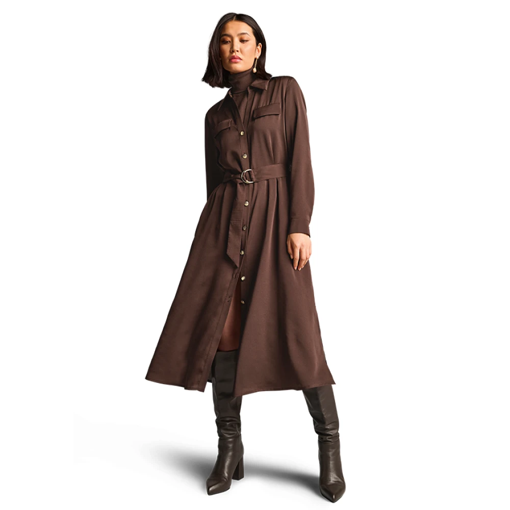 RIANI Elegante chocoladebruine jurk met gouden details Brown Dames