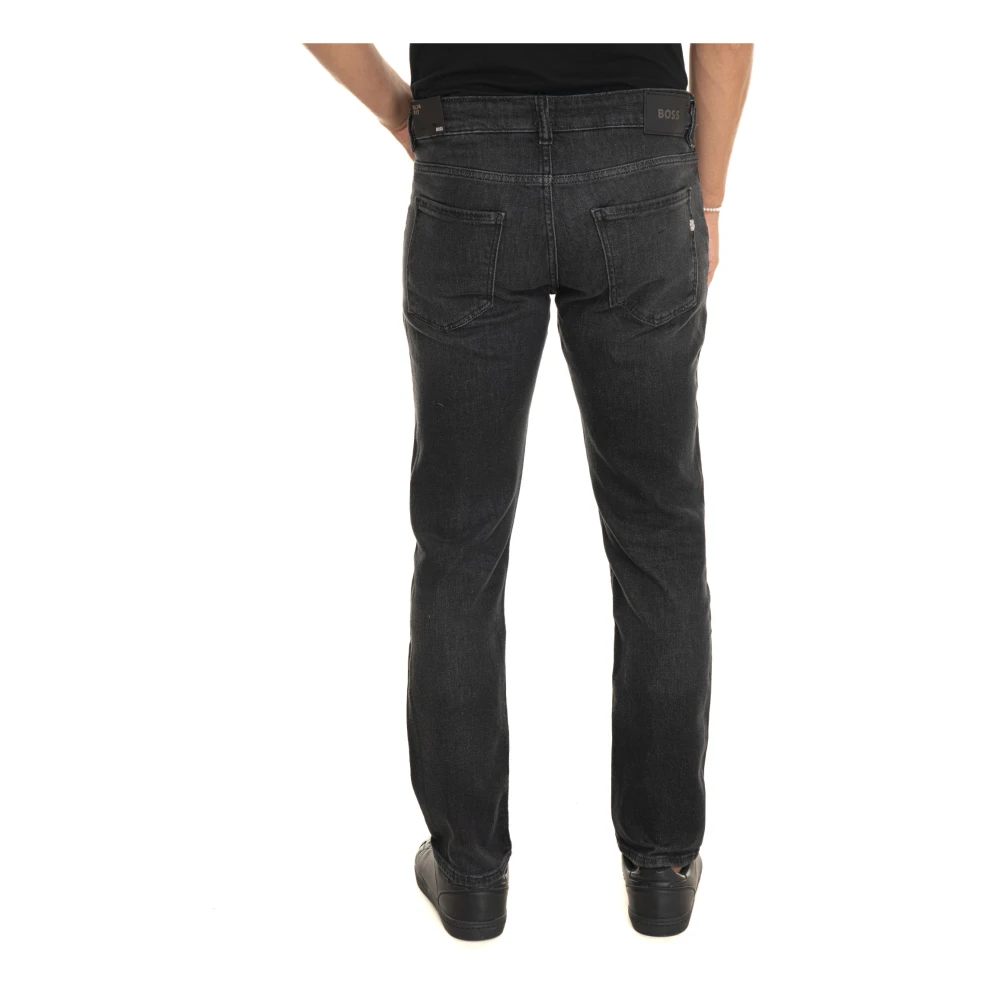 Boss Denim Jeans met Chroom Staal Logo Gray Heren