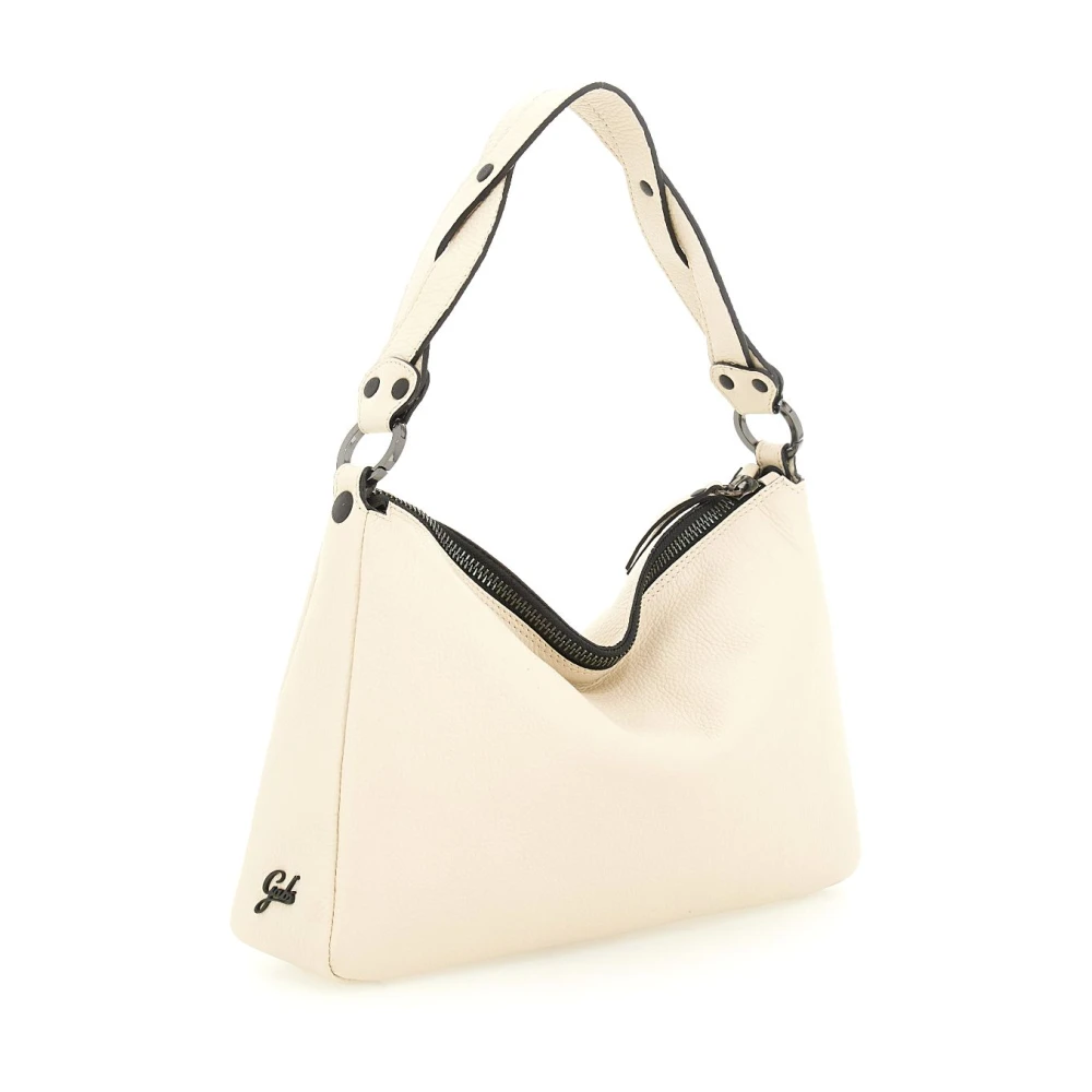Gabs Leren schoudertas met ritssluiting Beige Dames