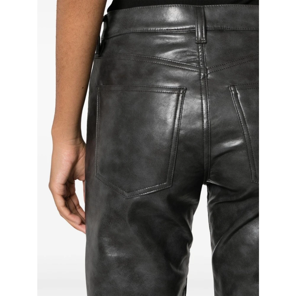 Agolde Leather Trousers Gray Dames