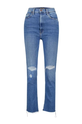 Chic Frayed Hem High-Waisted Jeans