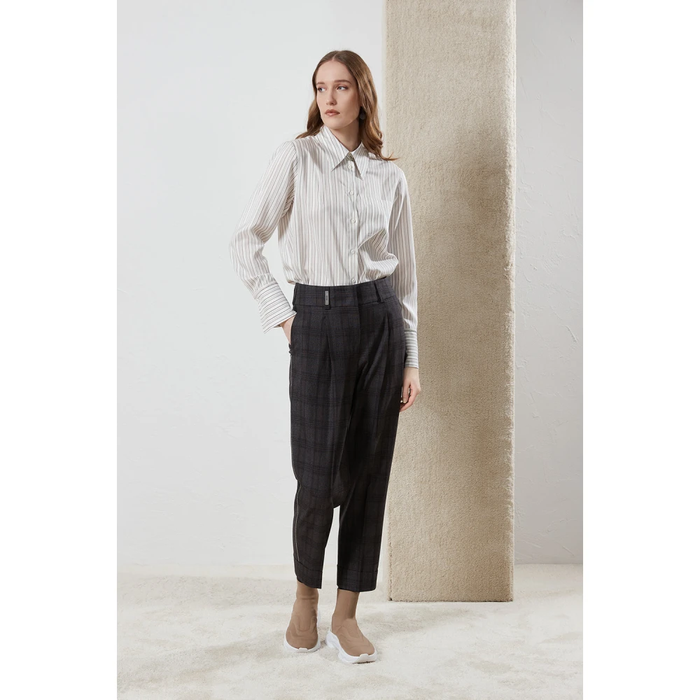 PESERICO Pure wollen sigarettenbroek Brown Dames