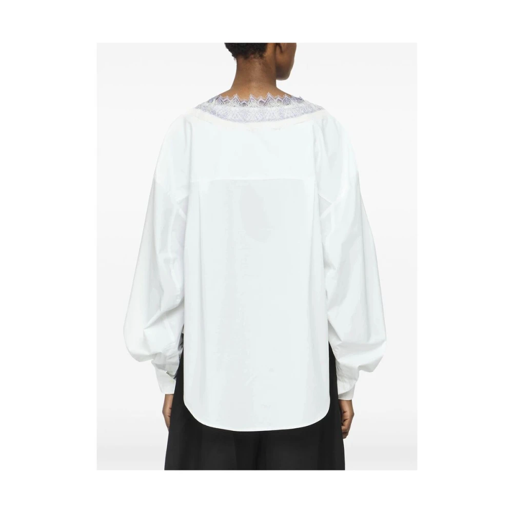 JW Anderson Witte Kant Trim V-Hals Shirt White Dames