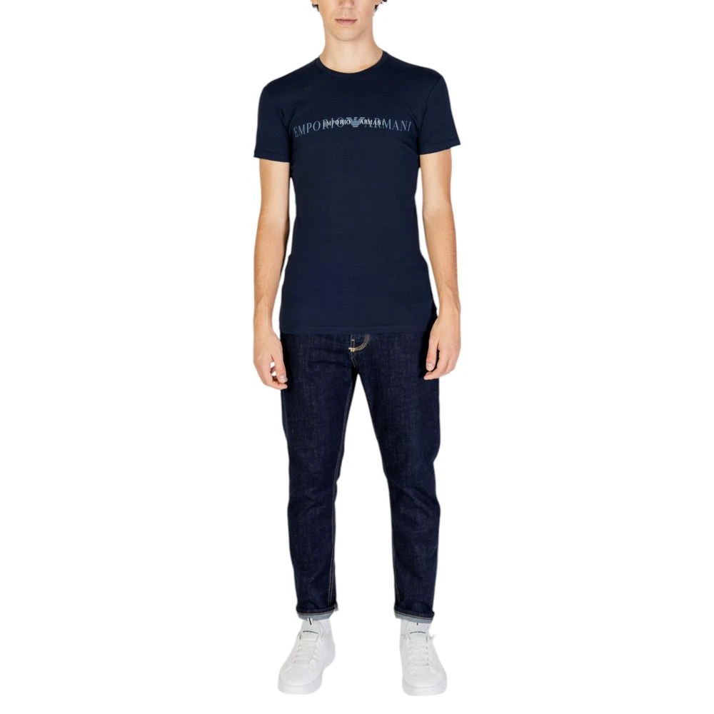 Emporio Armani Blauw Katoenen Heren T-Shirt Herfst Winter Blue Heren