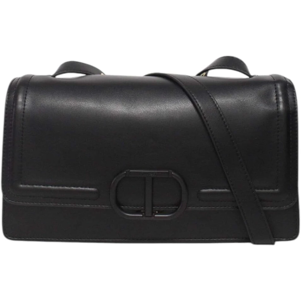 Twinset Zwarte Schoudertas Eco Leer Black Dames