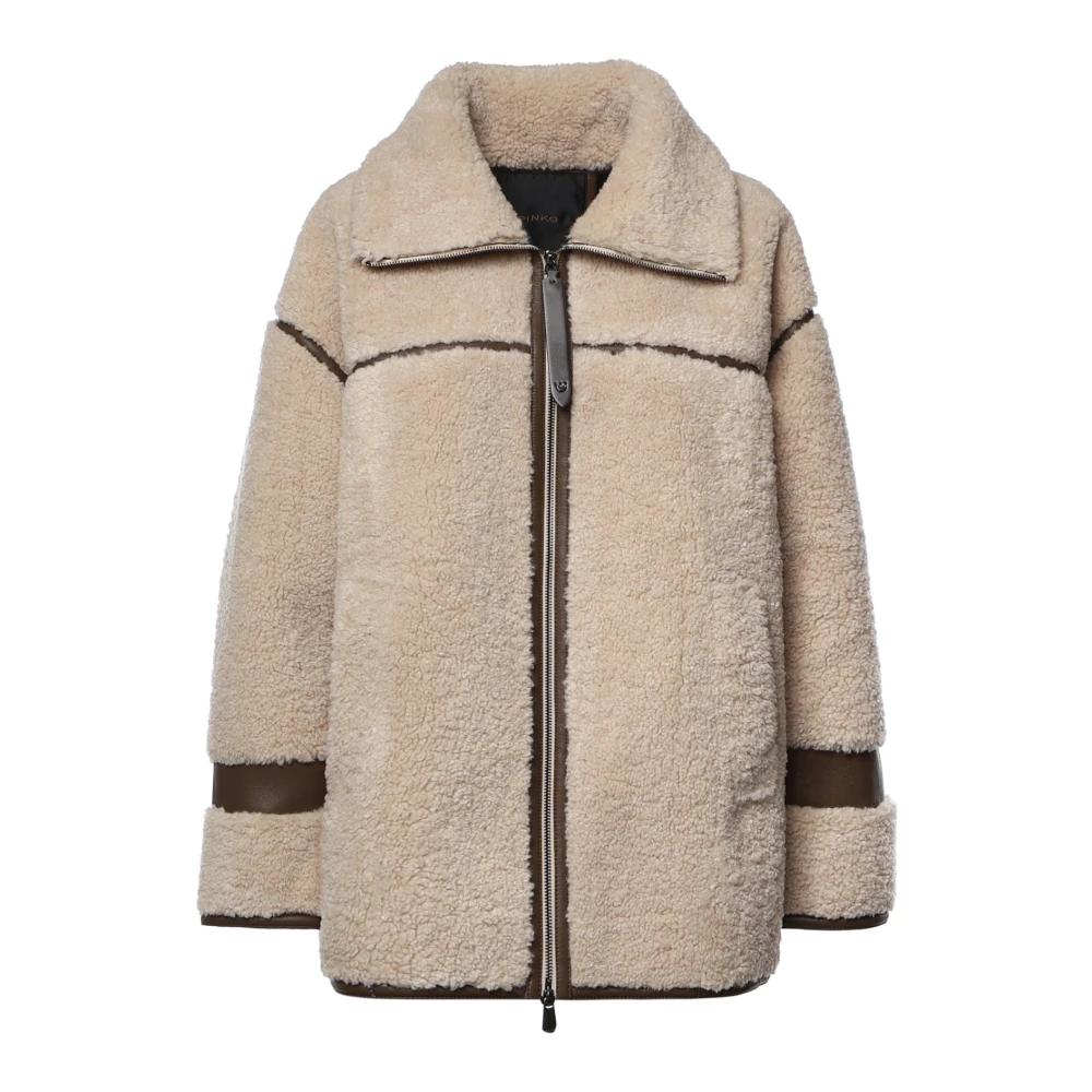 Pinko , Faux Fur & Shearling Jackets, Female, Beige, S, Faux Fur & Shearling Jacket - Image 4
