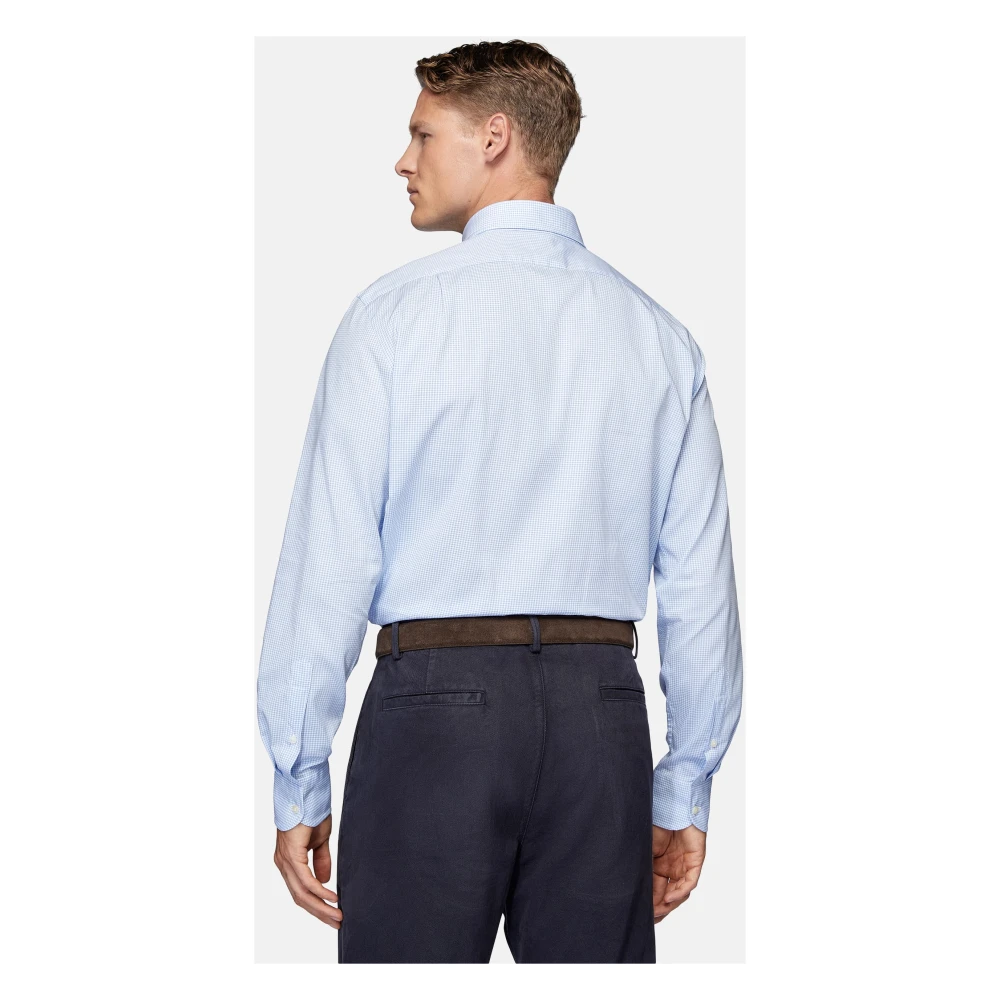 Boggi Milano Regular Fit Overhemd van Getailleerd Katoenen Poplin Blue Heren