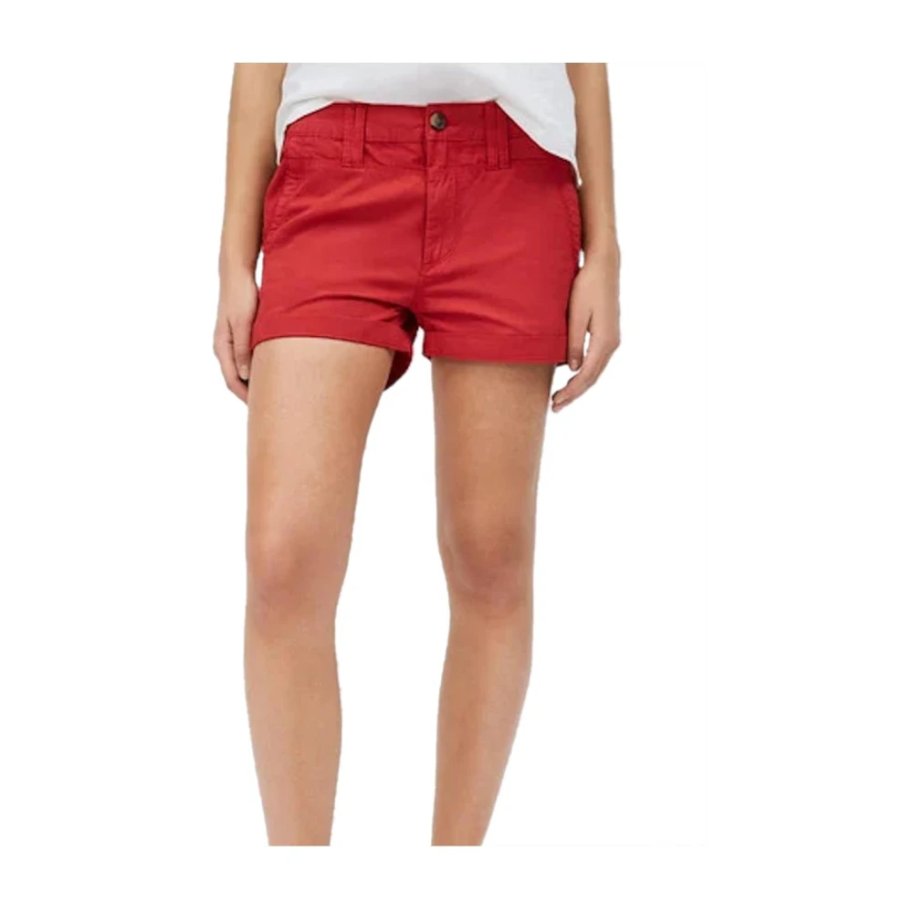 Pepe Jeans Rode Katoenen Straight Cut Shorts Red Dames