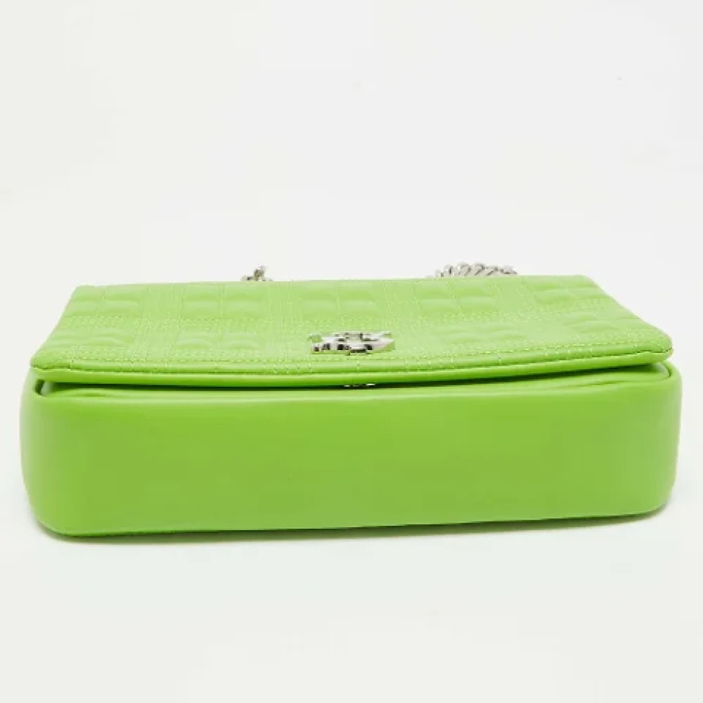 Burberry Vintage Pre-owned Leather shoulder-bags Green Dames