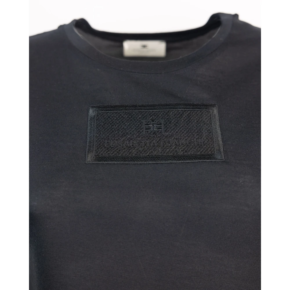 Elisabetta Franchi Zwarte Geborduurde Logo Trui Black Dames