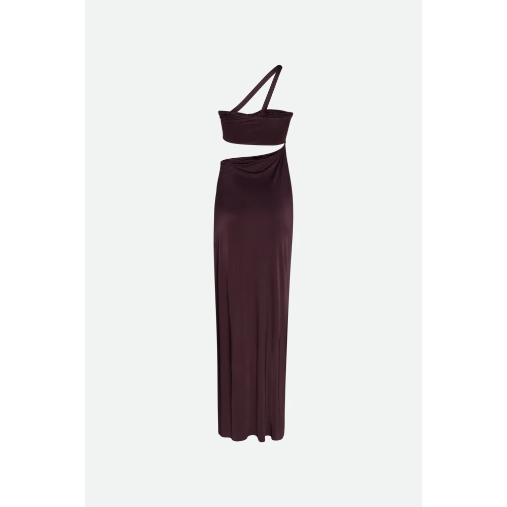 Circus Hotel Een-schouder Cut Out Jurk in Koffie Brown Dames