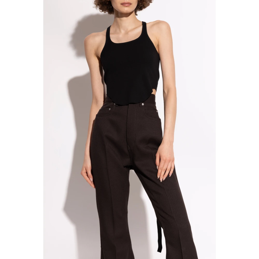 Rick Owens Basic Tank Cropped Top Black Dames